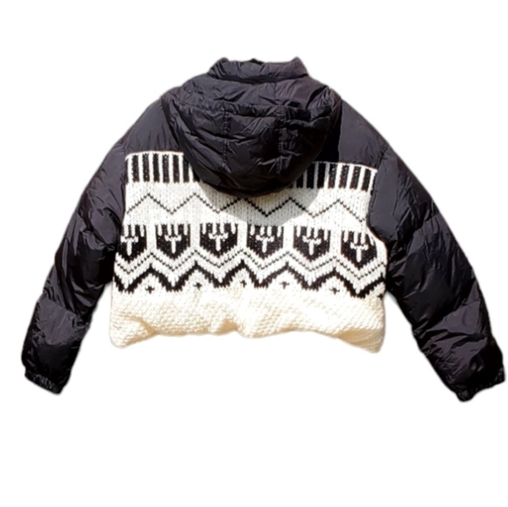 Cider Aztec Knit Puffer Zipup Hooded Coat‎ Jacket Pockets Women XL NWT - Picture 2 of 14